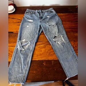 Aeropostale Blue Distressed Straight Leg Jeans